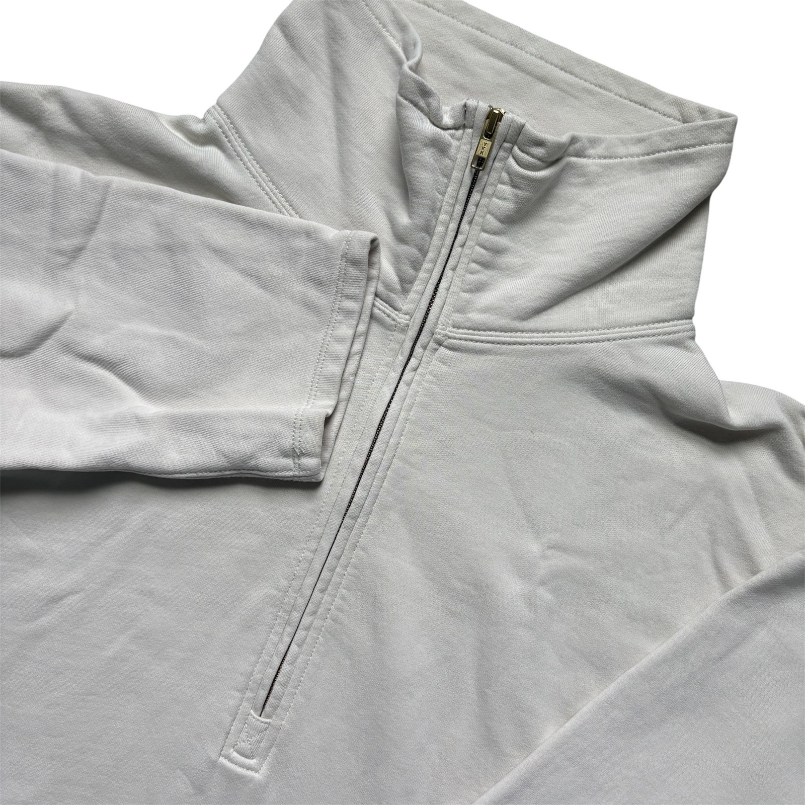 J. Crew Sweatshirt Mens Half Zip Small White Pullover Re-Imagined YKK Zipper