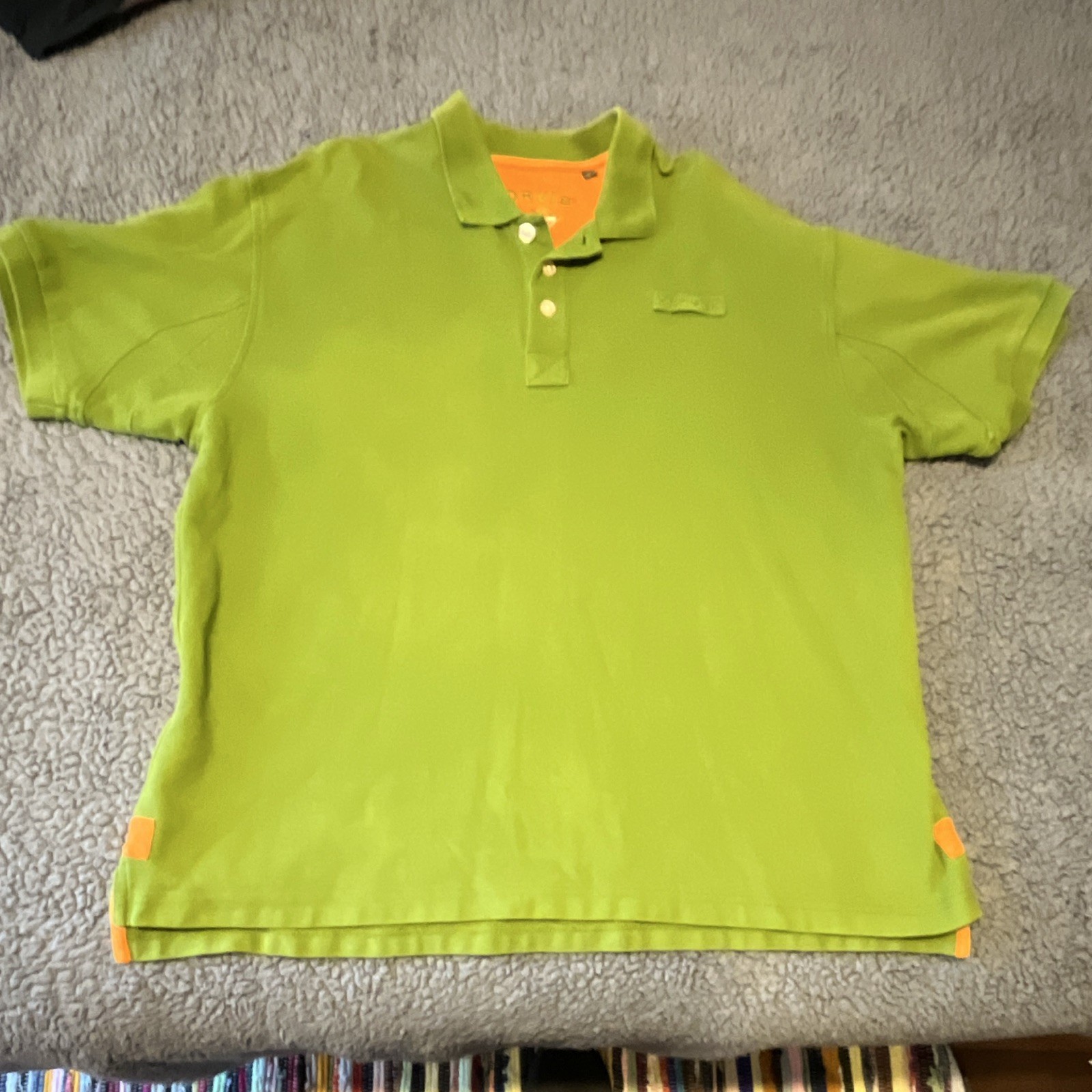 Orvis Green/Orange Men’s Polo Shirt Short Sleeve Solid Embroidered Logo XL