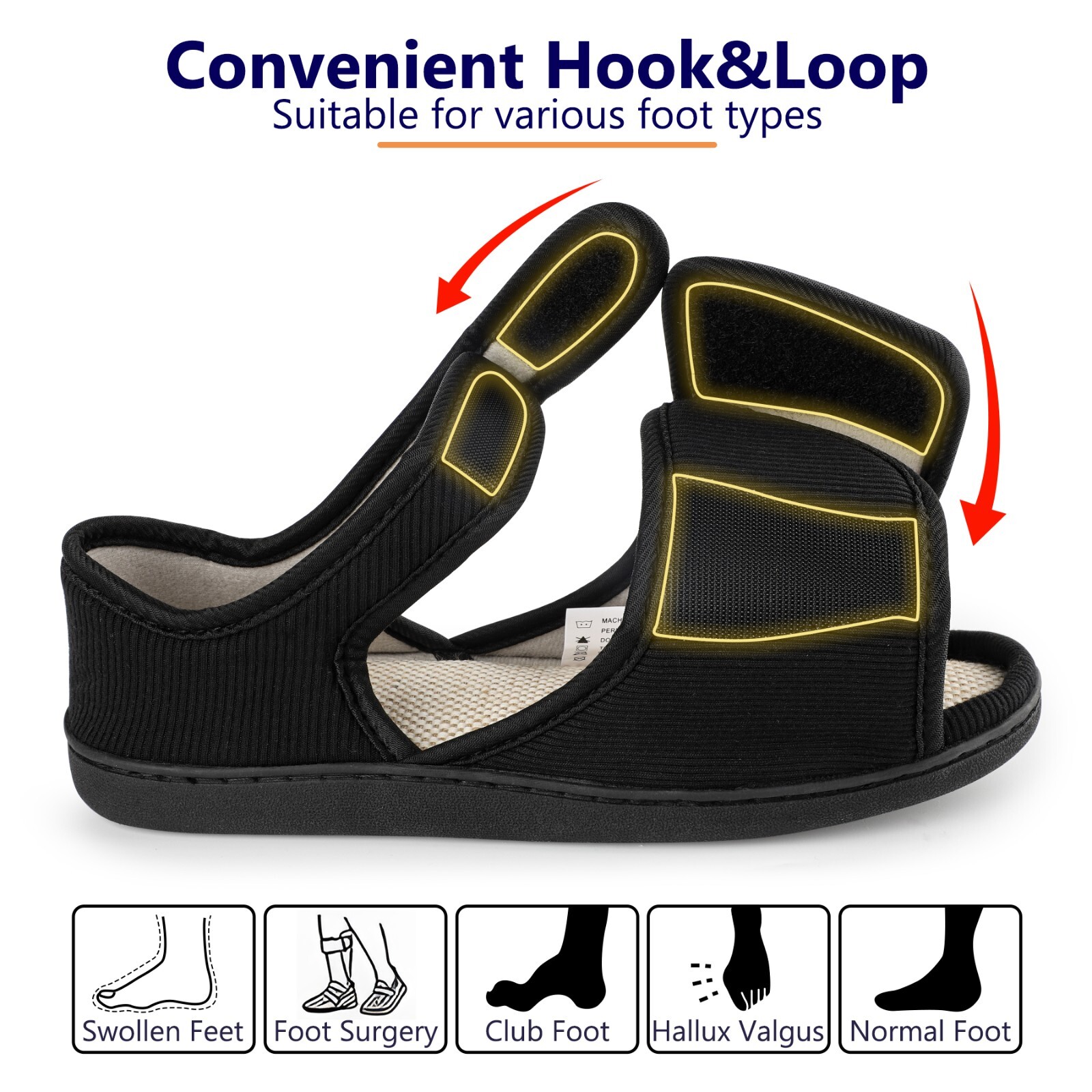 Mens Diabetic Sandals Casual Comfort Outdoor Adjustable Shoes for Swollen Feet