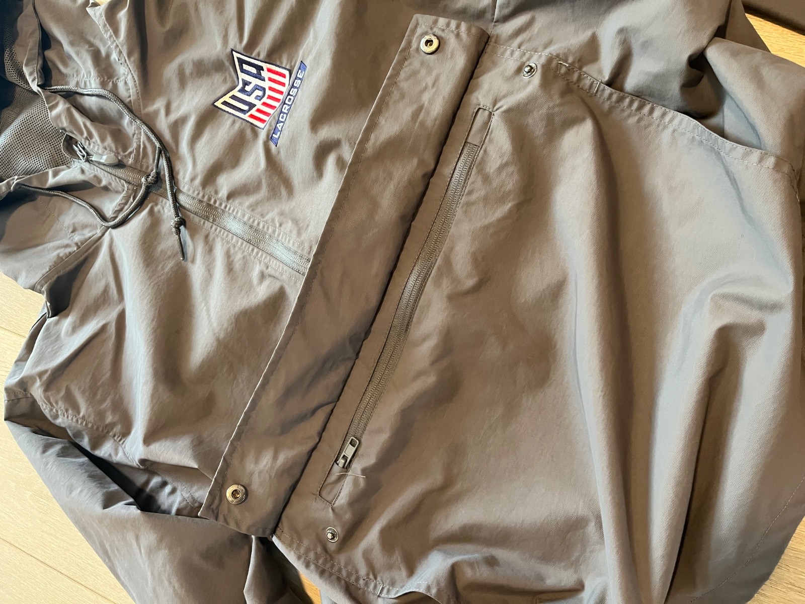 independent trading company mens nylon usa lacrosse windbreaker hoodie jacket m