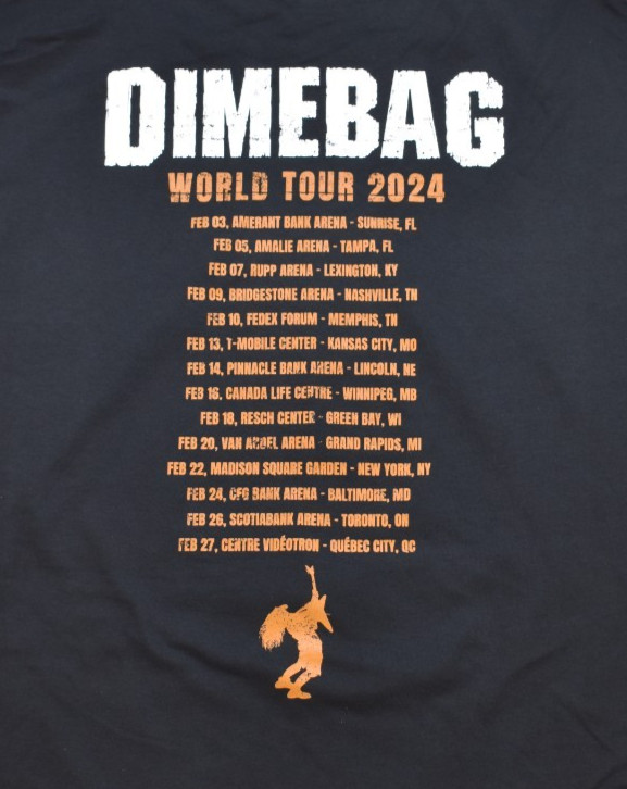 Dimebag Darrell Metal Icon Pantera World Tour Dates On Back Mens Shirt New 2XL
