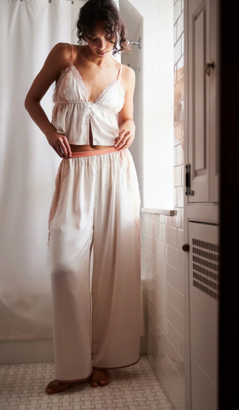 Anywhere With You Satin Sleeveless V-Neck Cami & Pant Pajama Set S