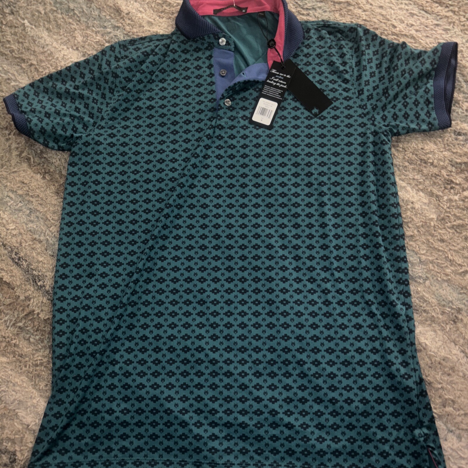 Greyson Golf Shirt Polo The Journey Print Medium Flacon Multicolor NWT $118
