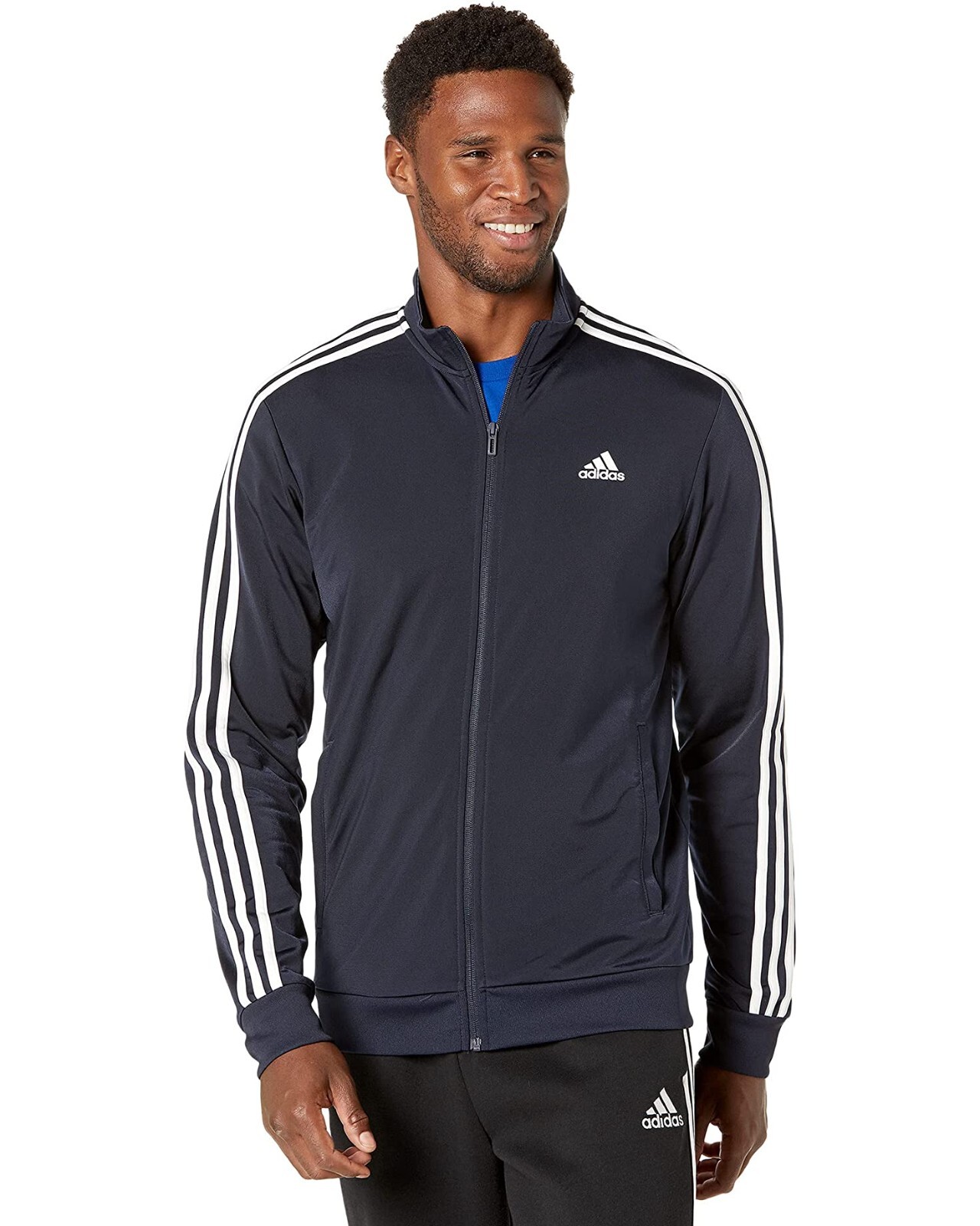 Adidas Men’s Essential 3Stripe Tricot Track Jacket Legend Ink/White Size 2XL