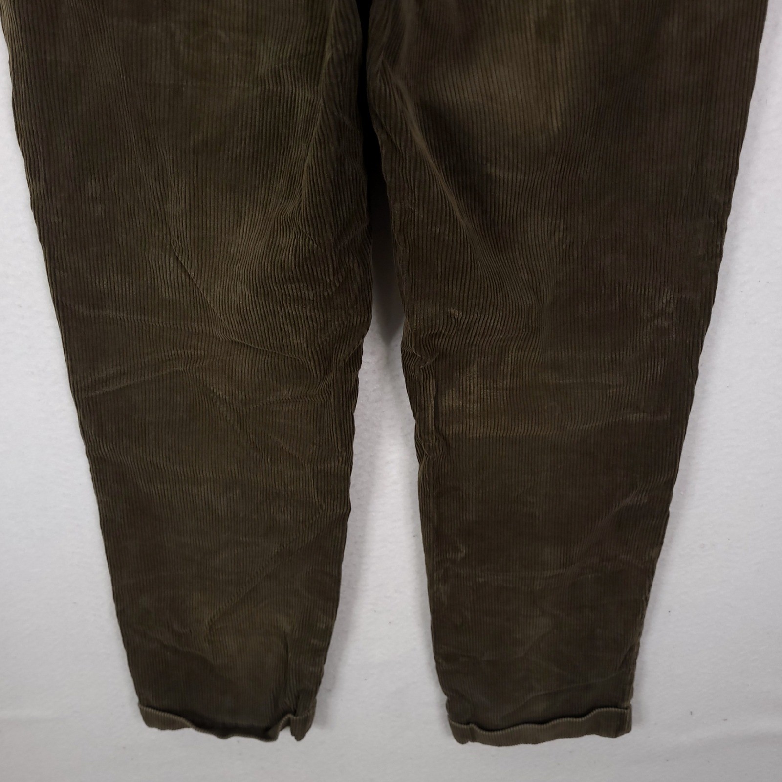 Gap Corduroy Pants Mens Relaxed Fit Pleated Olive 36×34 Fit 34×32 cuffed