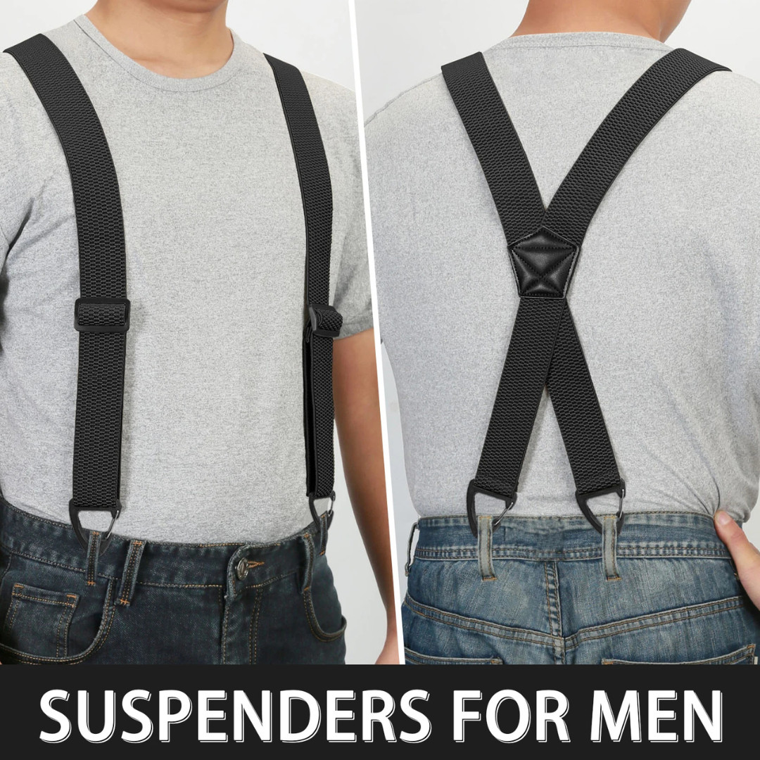 Suspenders for Men Heavy Duty, X Shape Back Hidden Suspender 1.5″ Under Clothing