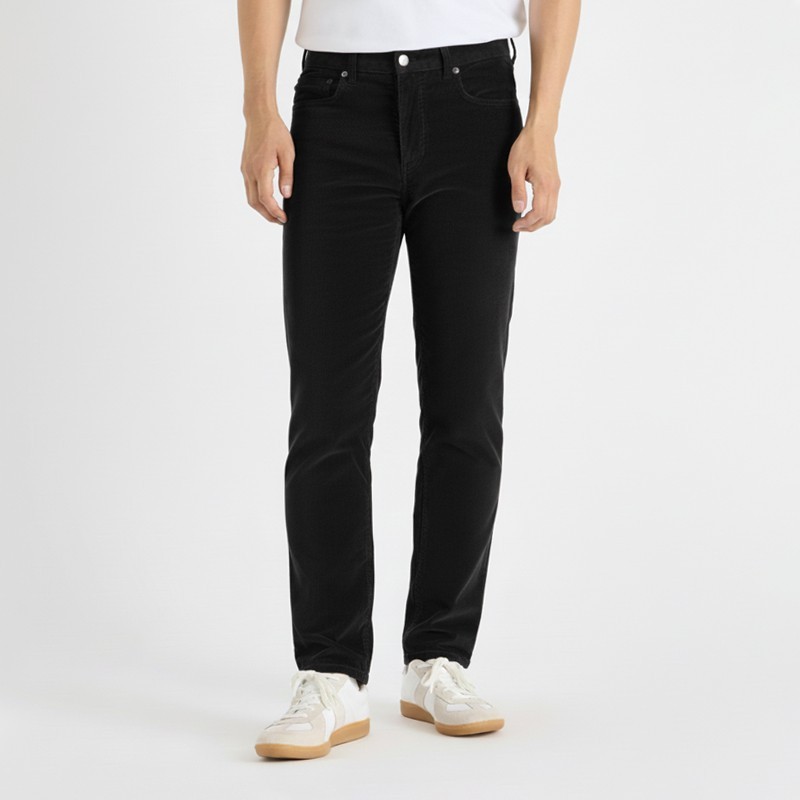 Men’s Corduroy Straight Fit Stretch Cotton 4-Pocket Pants Smart Office Trousers