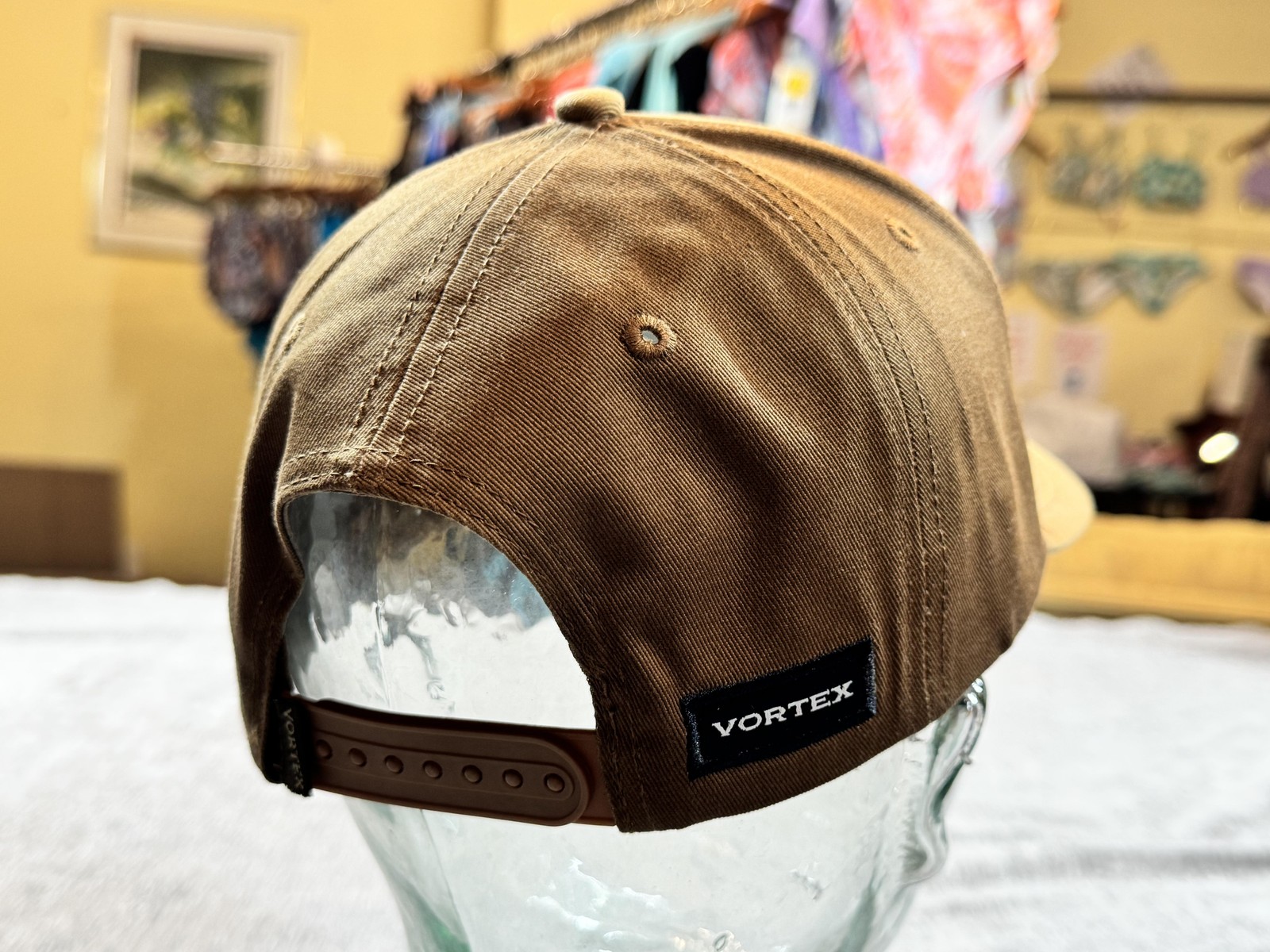 Vortex Hat Cap Snap Back One Size Brown Logo Patch Mens Optics Hunting Outdoors