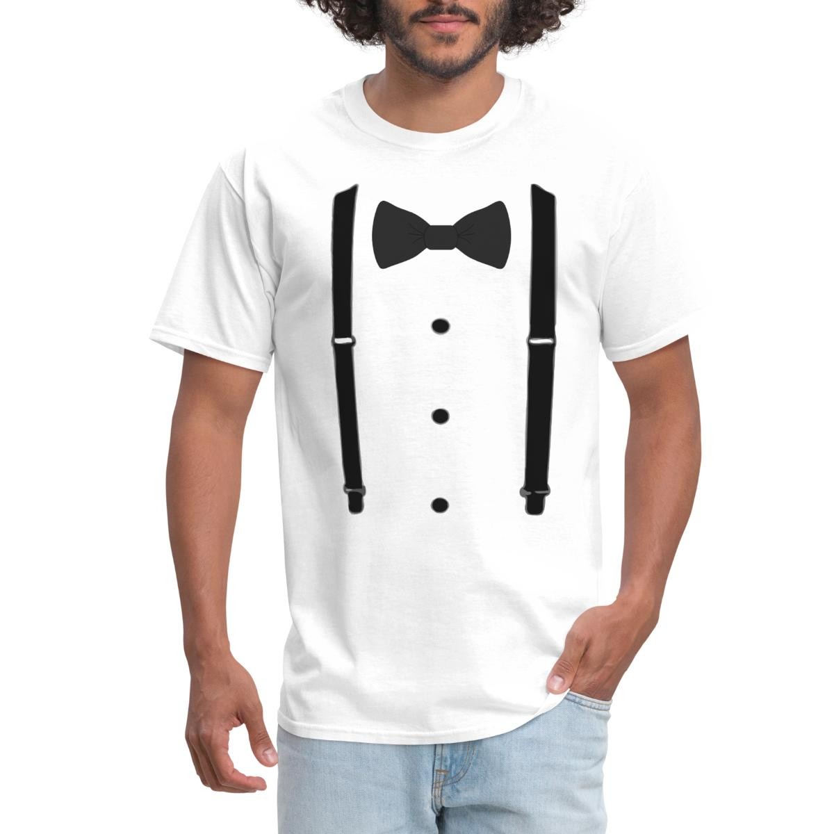 Fake Bow Tie With Suspenders Costume Men’s T-Shirt