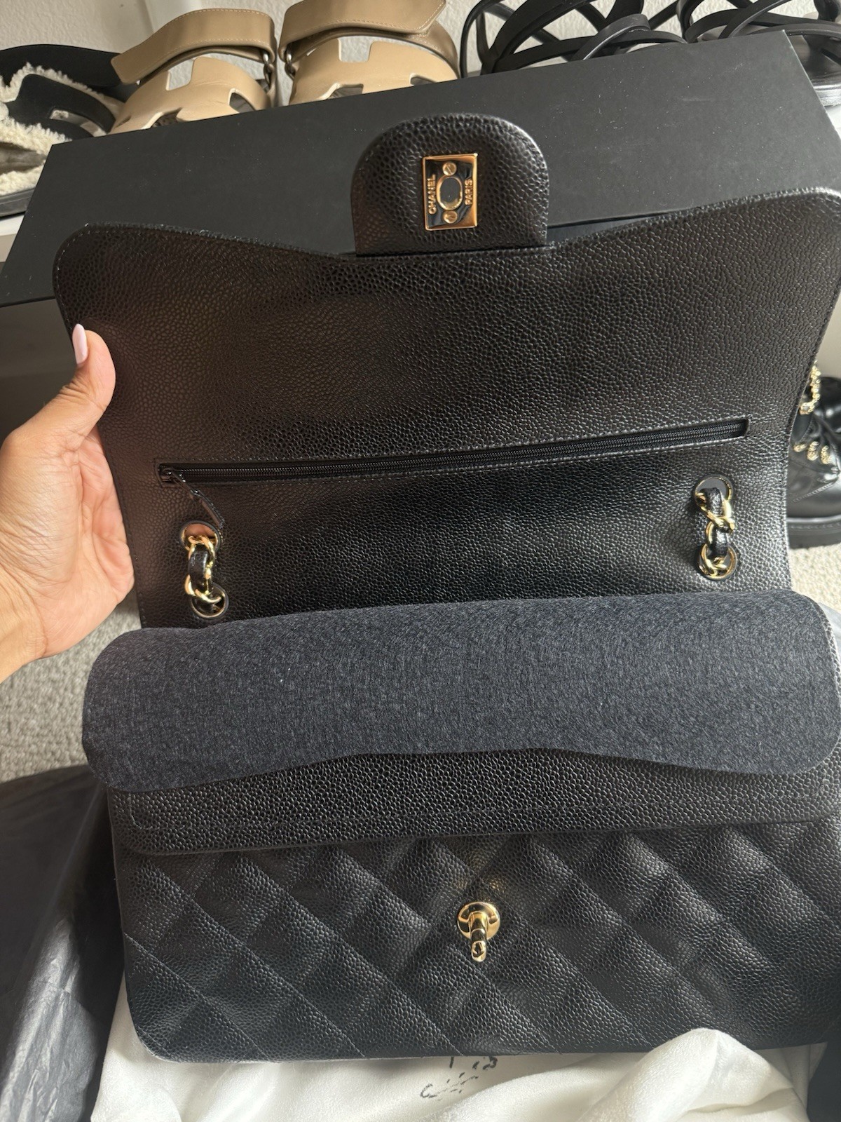 CHANEL Jumbo Black Quilted Classic Caviar Double Flap Chain Bag GHW (BNWT)