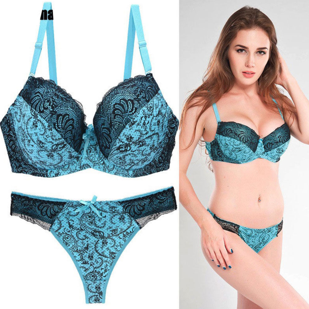 Sexy Foral Lace Push Up Bra Sets Extreme Padded Lingerie Panties Set B C D DD E