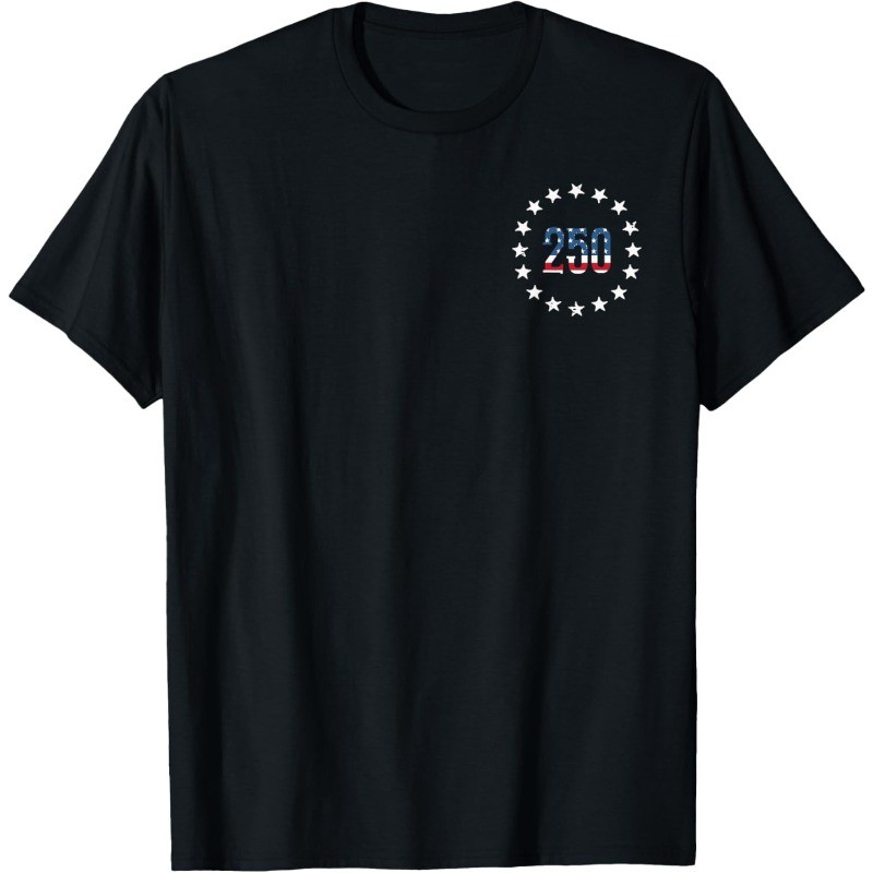 250 USA Flag Stars Pocket 250th Anniversary Men WomenT Shirt
