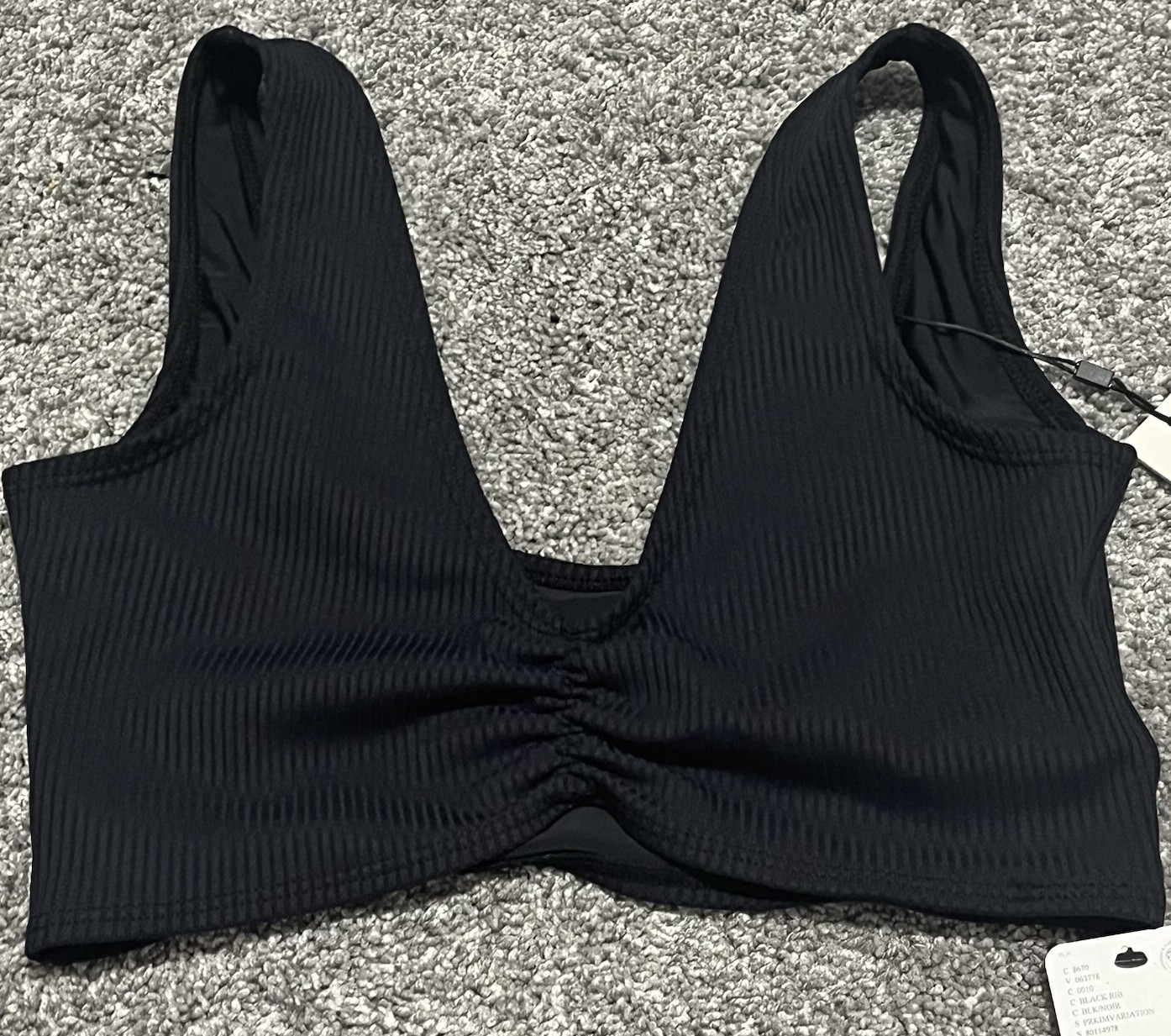 Montce Black Ribbed Kim Variation Bikini Top Size Small NEW Sold at Free People
