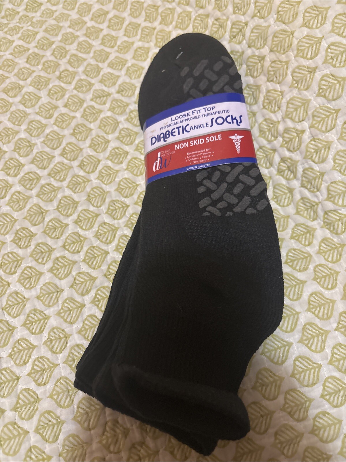 Socks Diabetic Ankle No Skid Socks – Black.13-15 .DWeitzner.