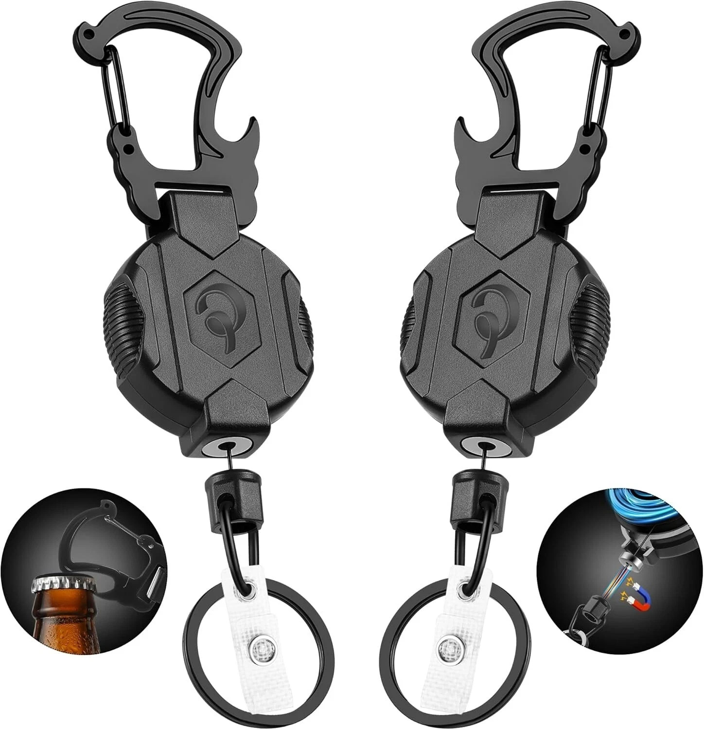 Heavy Duty 2 Pack Badge Holder Retractable Keychain w/ 32” Steel Cord