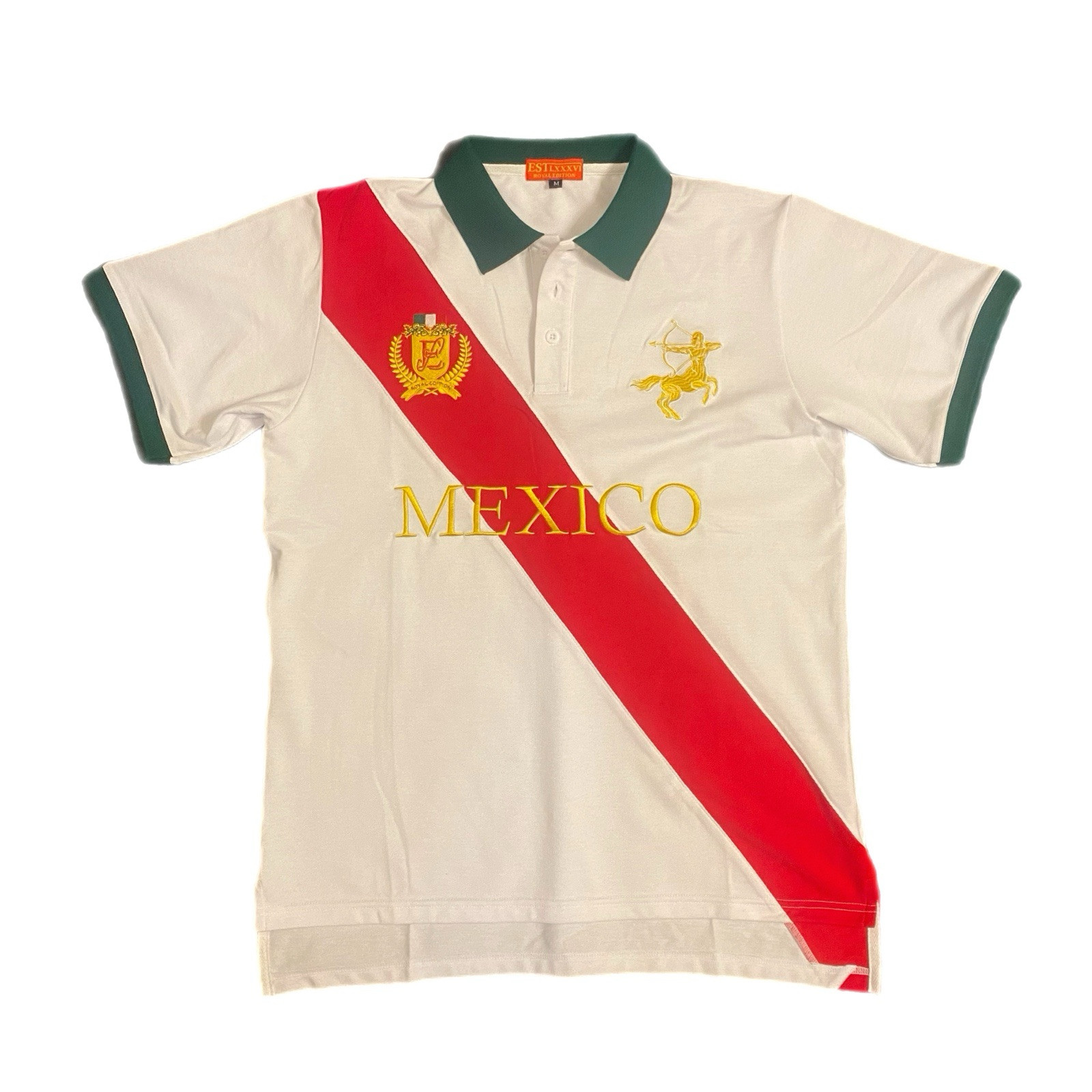 EST LXXXVI Chiron Mexico Polo, White, Royal Edition, Size S-2XL