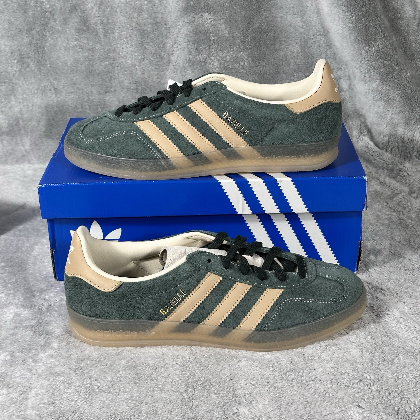 adidas Mens Size 8 Originals Gazelle Indoor Shadow Green Sandstone JH5402 New