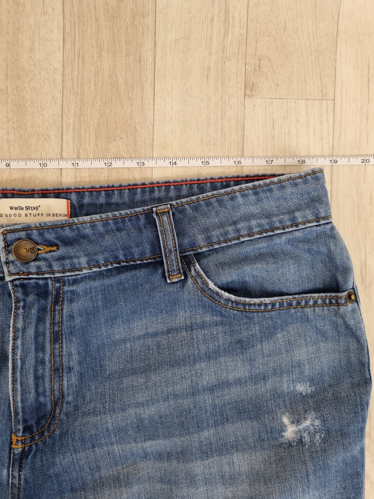 White Stuff Ladies Uk 14 Organic Cottton Blue Denim Shorts