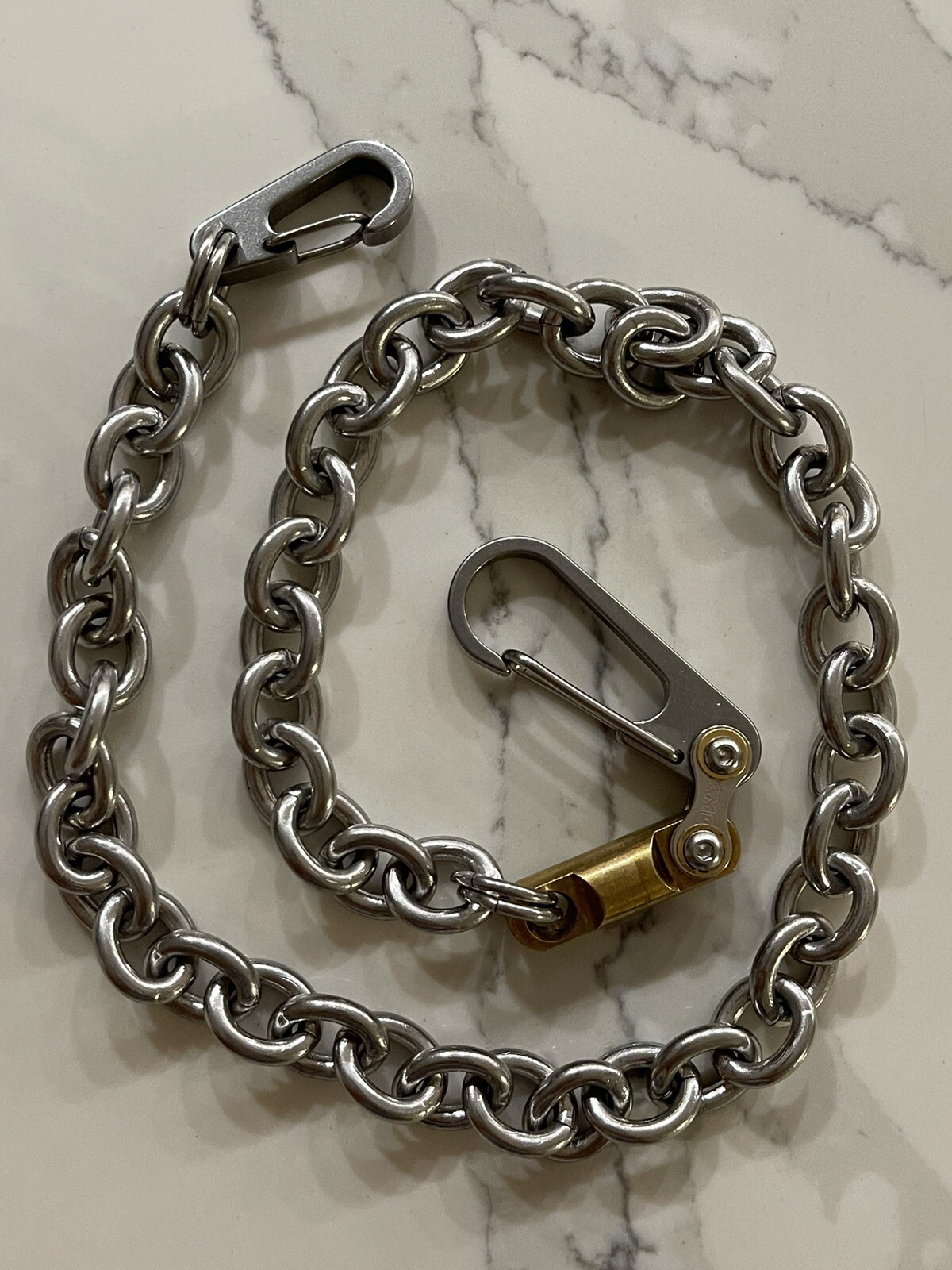 Biker Wallet Chain, Stainless Steel Carabiners, Fat Link Chain, 24-3/4”, 60.96cm