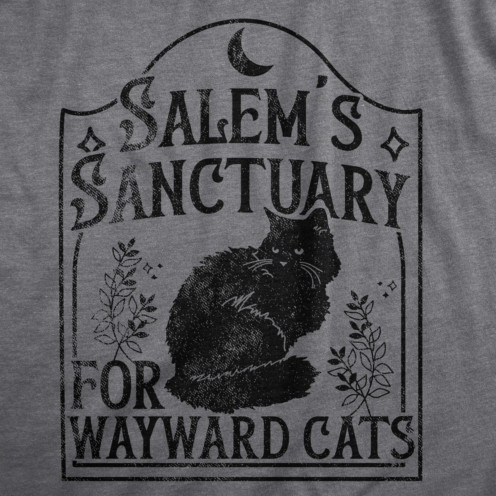 Womens Salems Sanctuary for Wayward Cats T Shirt Funny Spooky Halloween Kitten