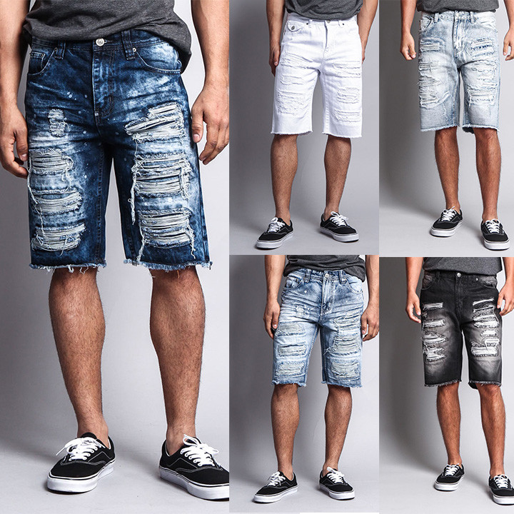 Men’s Distressed Rip Colored Jean Pant Denim Shorts (441-V1G ,431-T21D ,751-V)