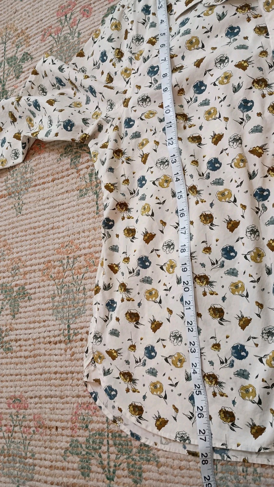 Duluth Trading Co XL Floral Button Front Shirt Cotton Stretch Cottagecore