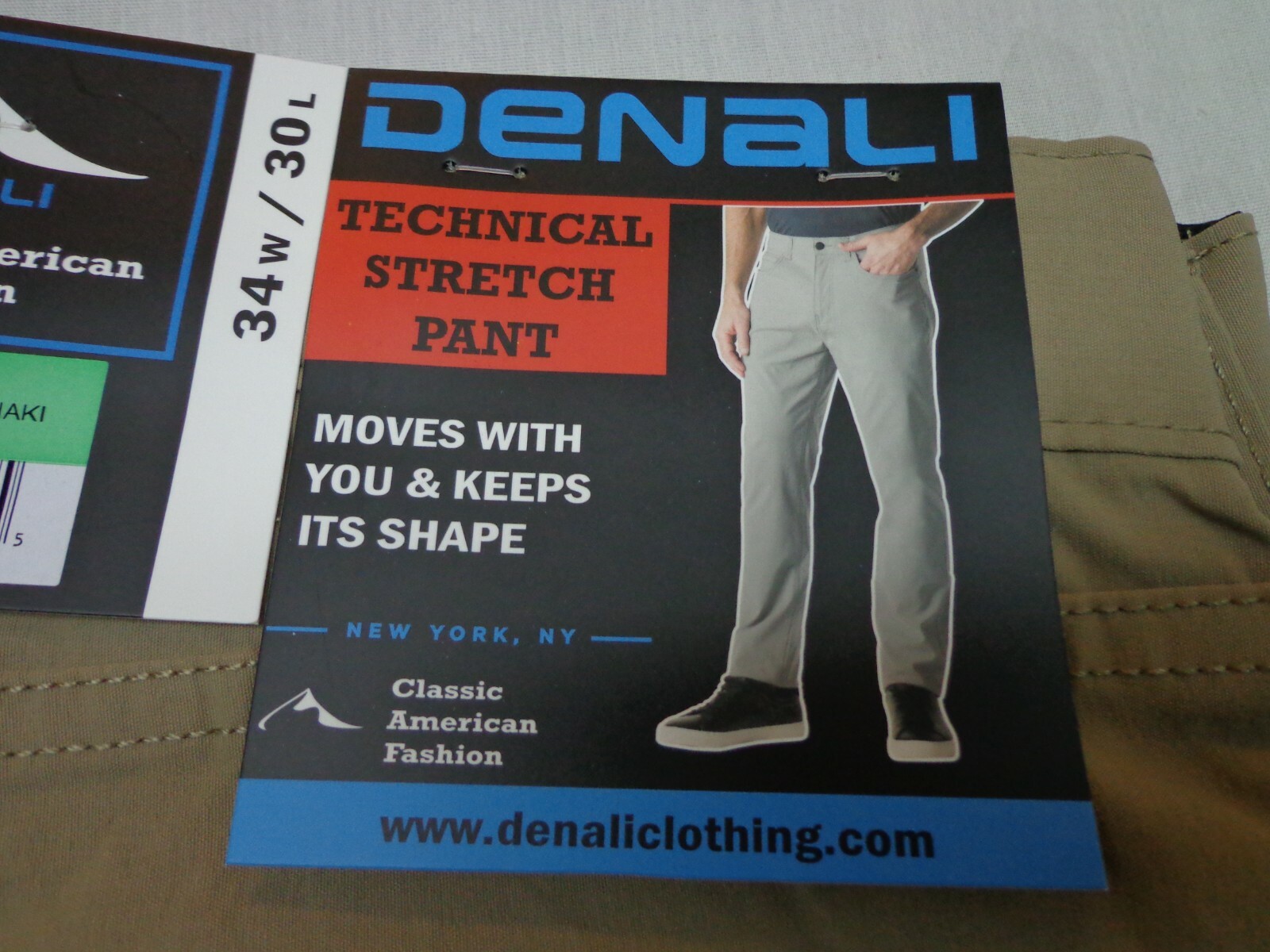 DENALI Delta Khaki Technical Stretch Pants NWT 34/30 MSRP $54