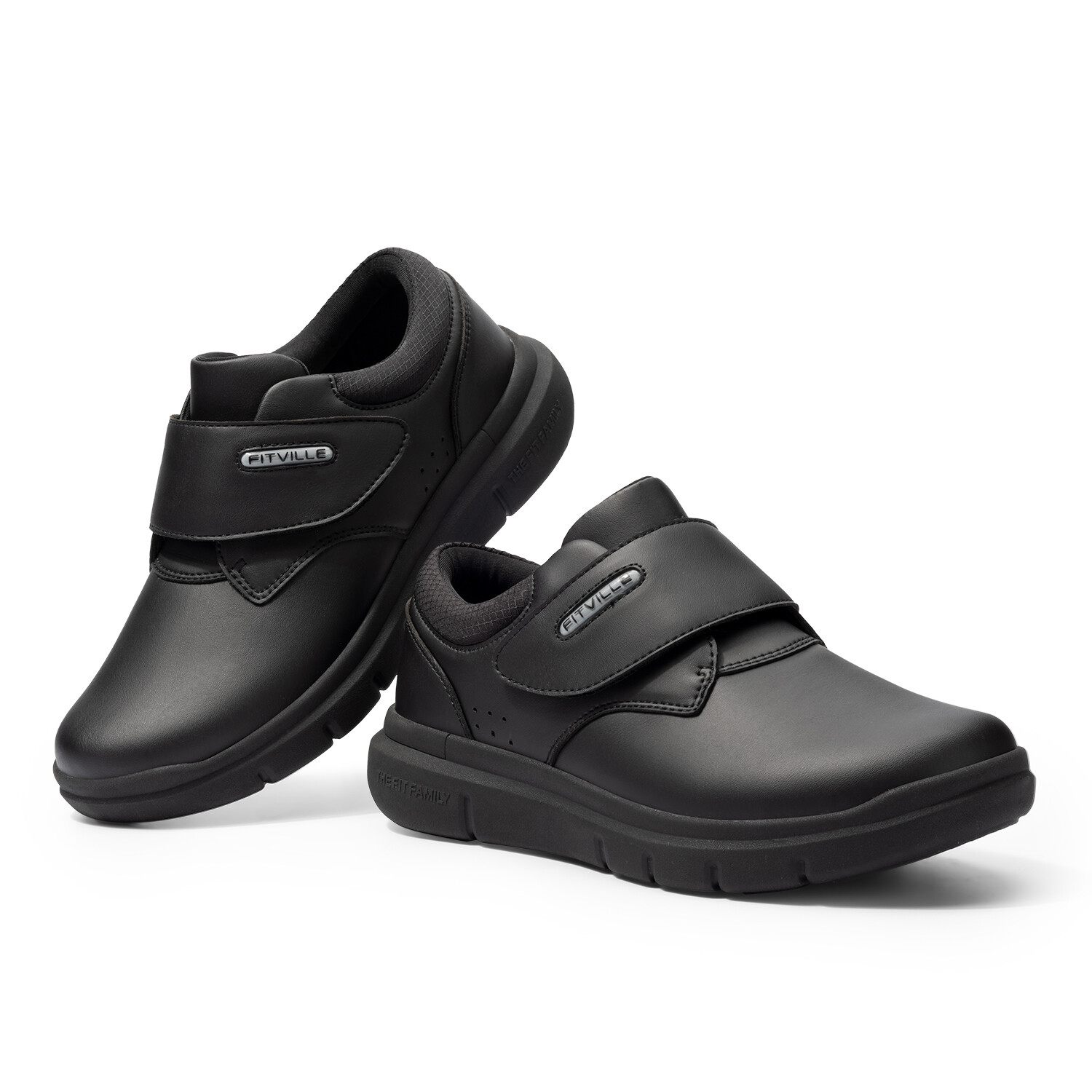 FitVille Mens Diabetic Shoes Extra Wide Leather Walking Shoes for Swollen Feet