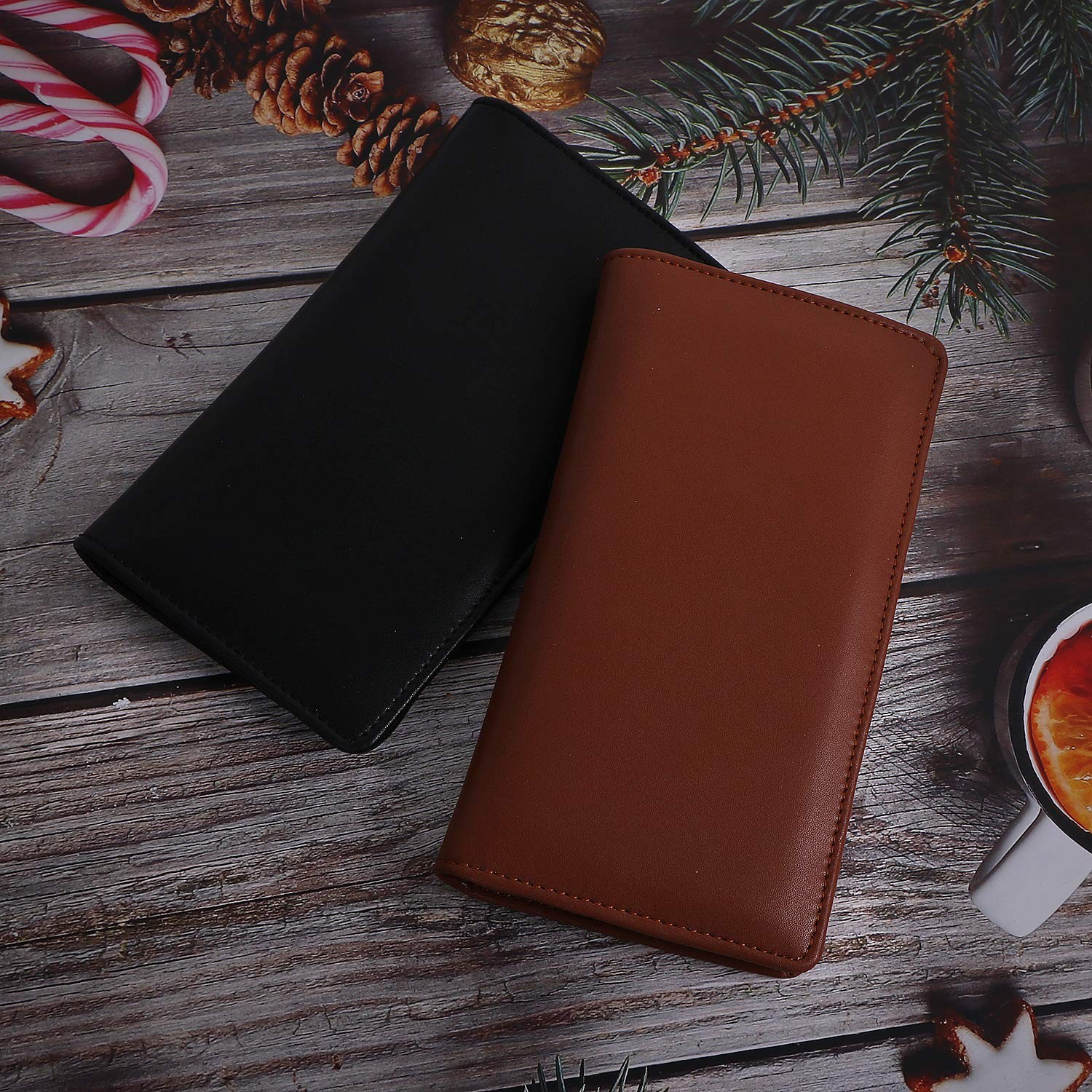 Sanlykate Leather Checkbook Cover for Men and Women, Check Book Case Card Hol…