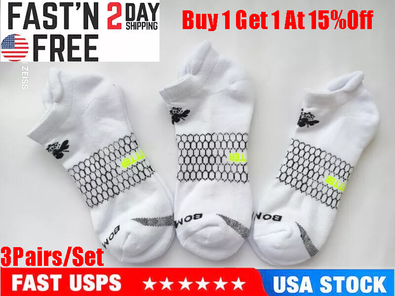 3 pairs Bombas All-Purpose Performance Men’s Ankle socks – Size Medium White