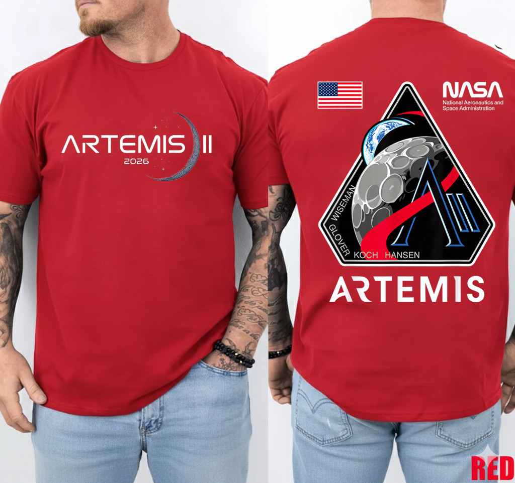 Artemis II Launch to The Moon Space Mission 2026 Front and Back T-Shirt