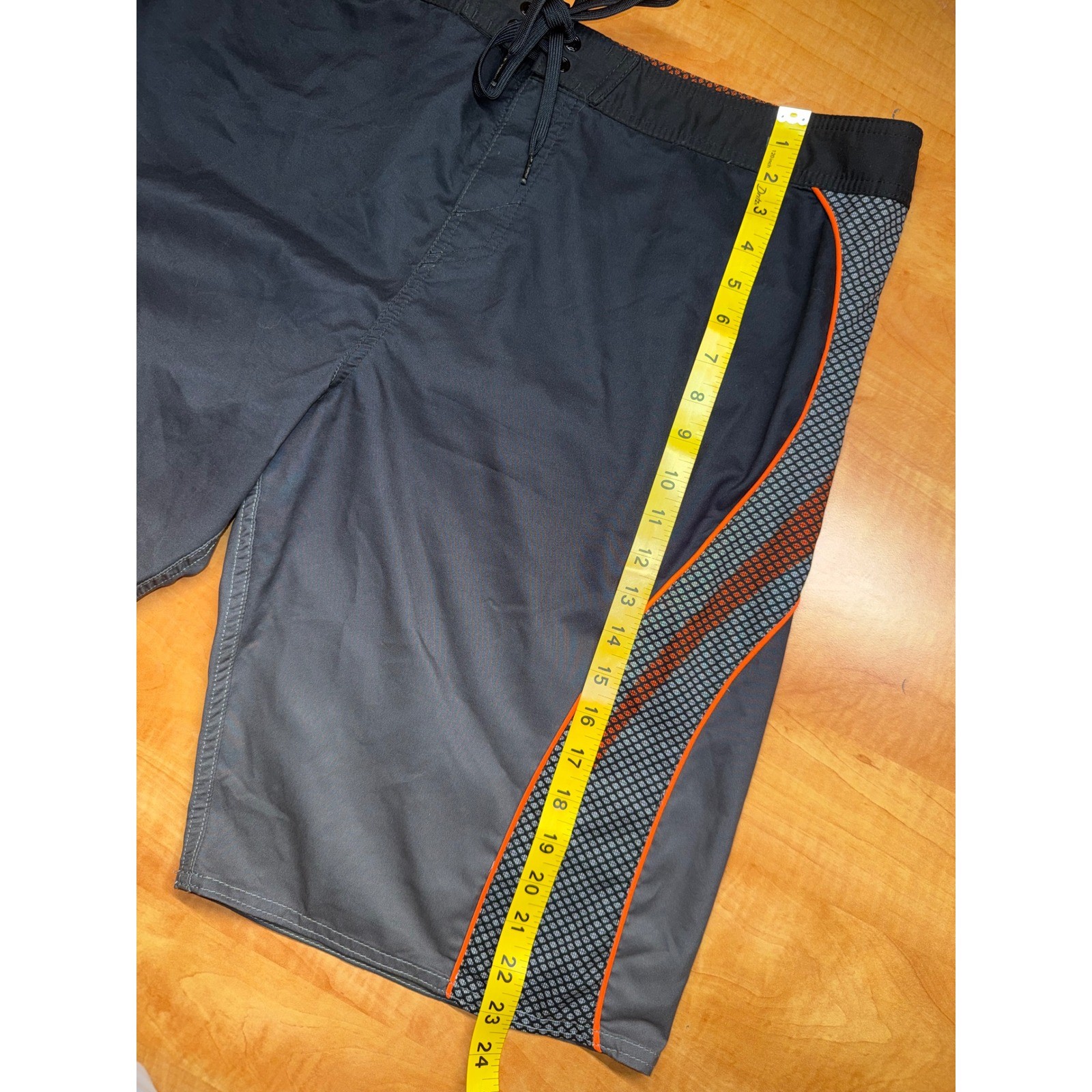 ONeill Mens Board Shorts Size 38 Grey Orange Ombre Cargo Pocket Swim Trunks