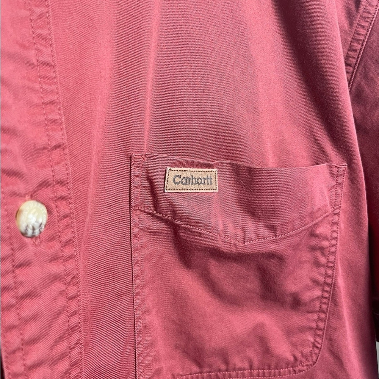Carhartt Men’s Brick Red Casual Button Down Shirt medium