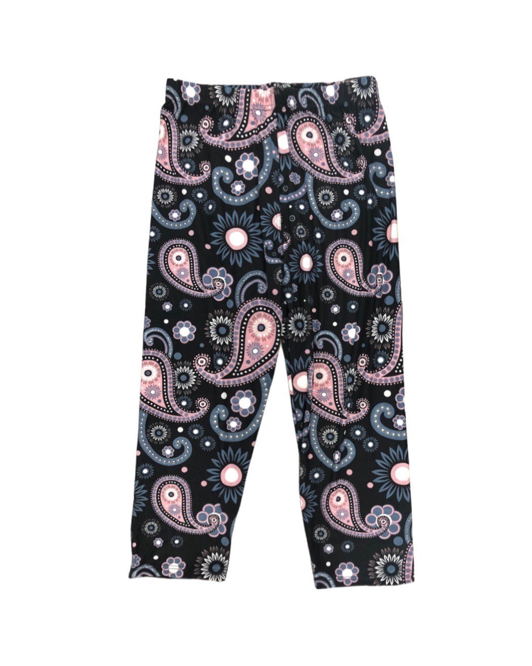 Leggings Depot Capris One Size Quantum Paisley Print Black Pink New