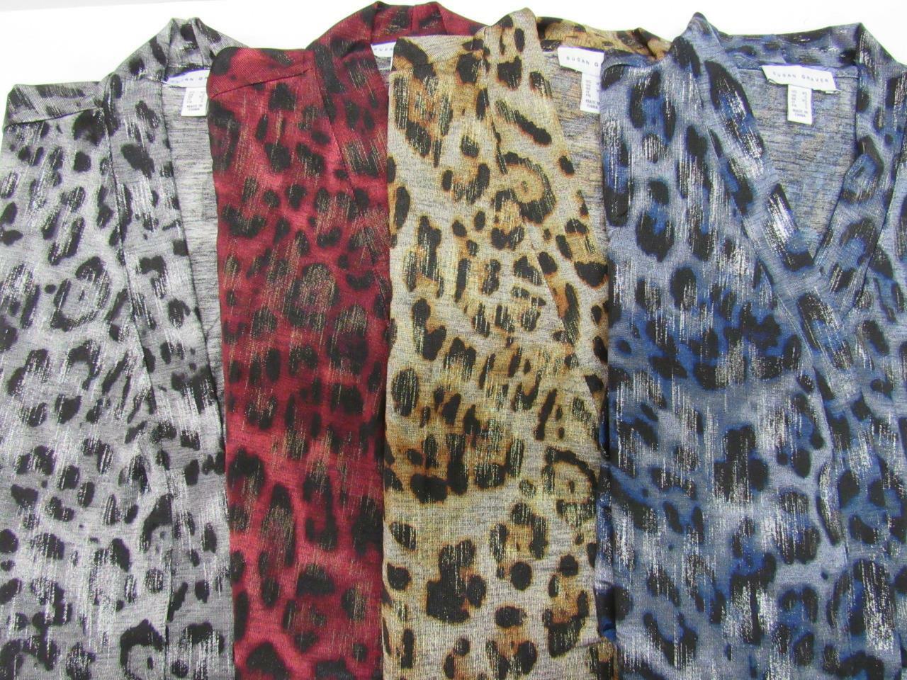 New Susan Graver Foil Printed Leopard Jaguar DUSTER + TANK 2-pc SET Womens XS-3X