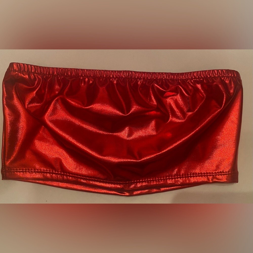 Woman’s Tube Top Red Shiny Size Small NWOT