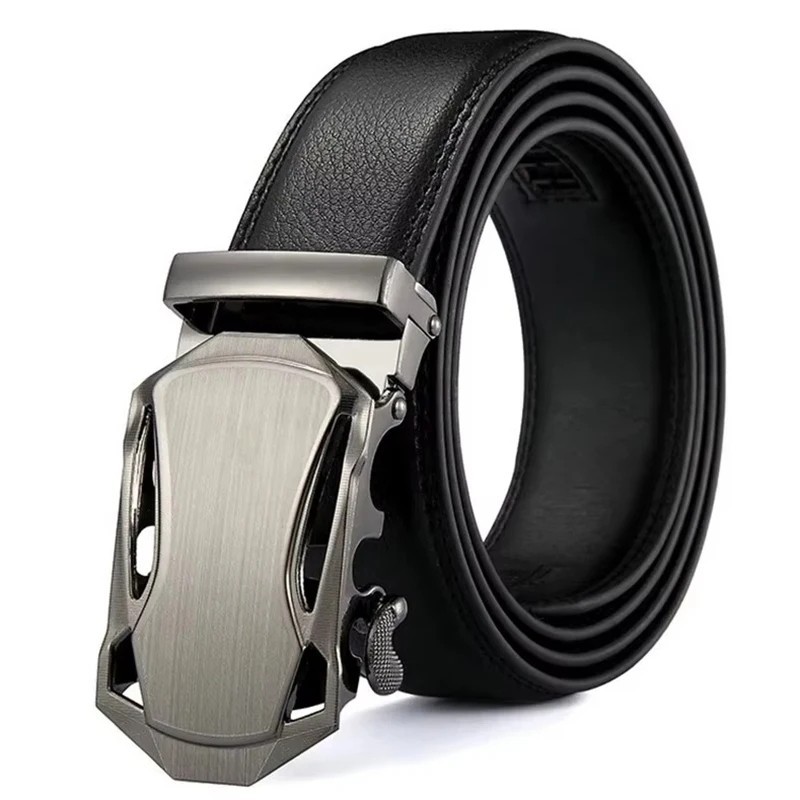 Men’s Luxury PU Leather Belt Metal Buckle Fashion Belt for Jeans Cargo Pants