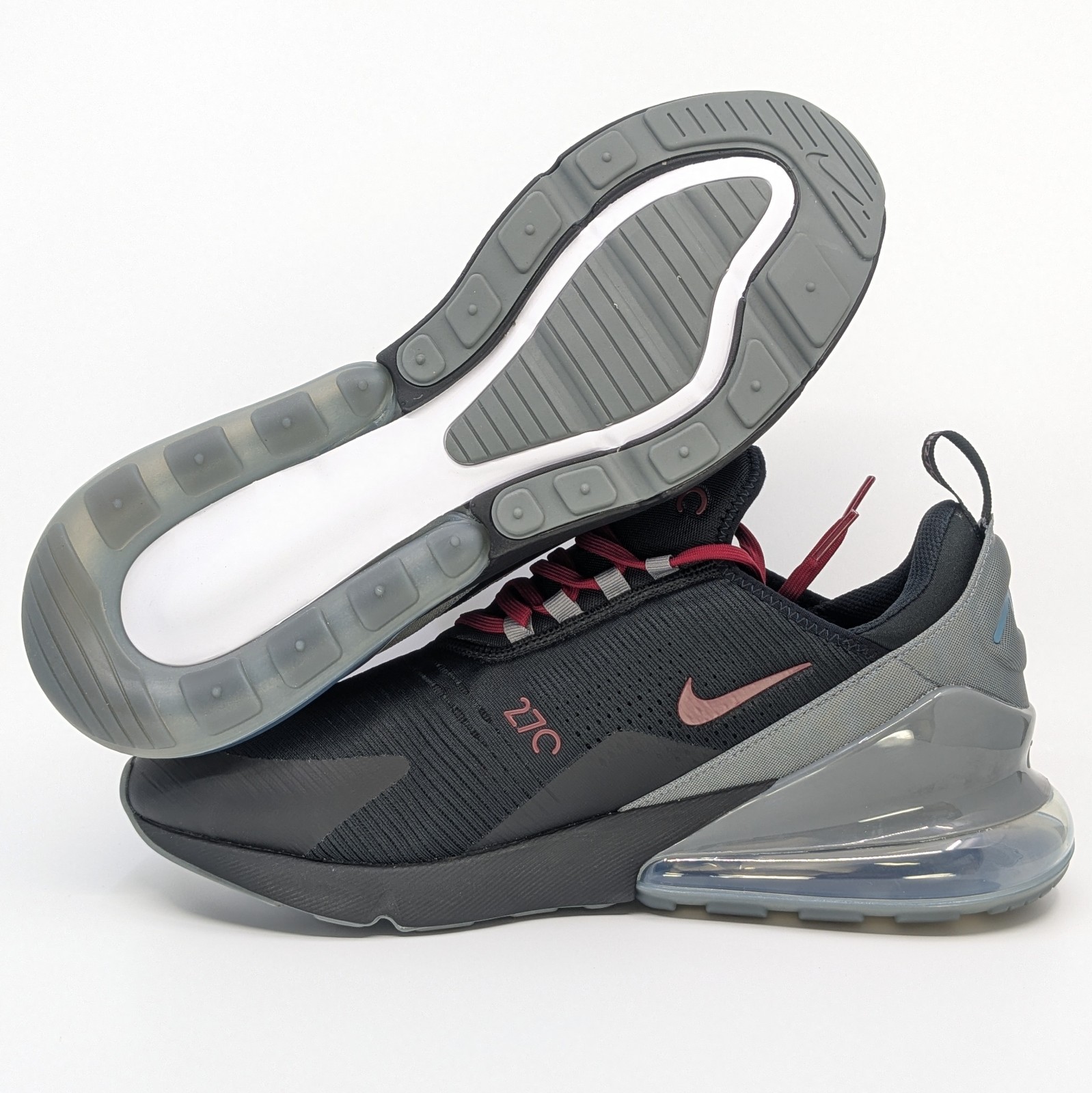 Nike Air Max 270 By You Low Black Burgundy Shoes Mens Size 12.5 IQ8027-900