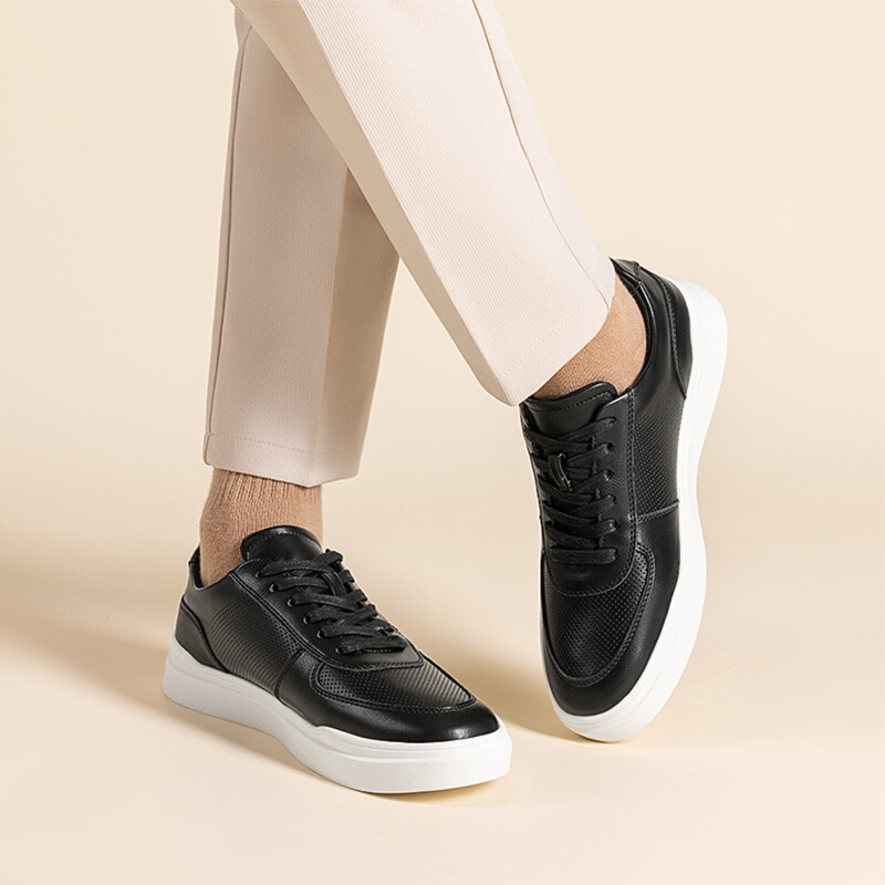 US Men PU Leather Casual Shoes City Walking Shoes Breathable Fashion Sneakers