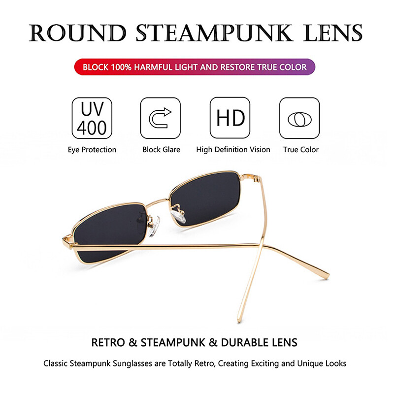 Fashion Slender Square Sunglasses 90s Retro Stylish Small Metal Trendy Glasses