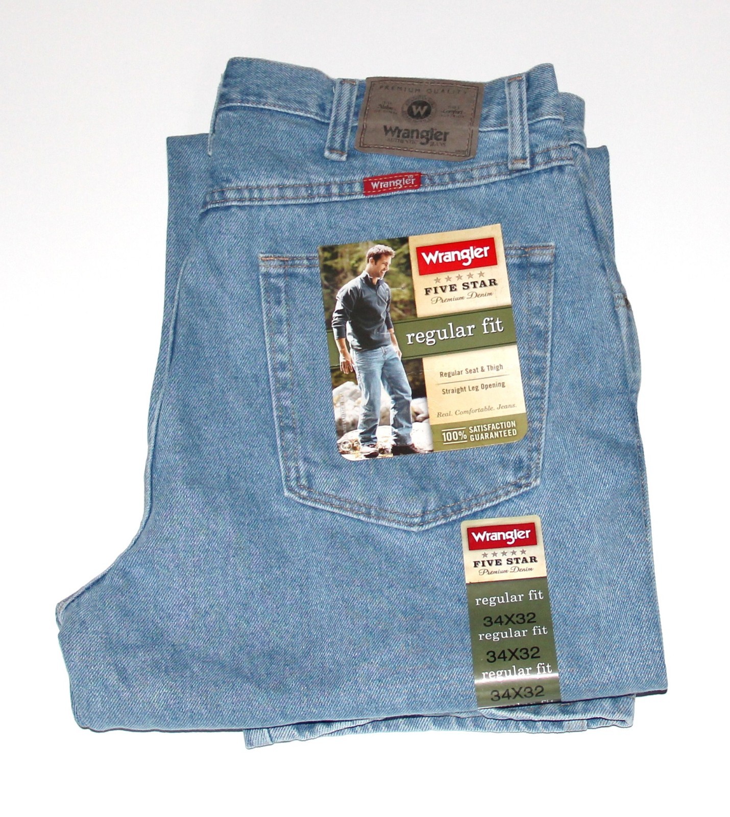 New Wrangler Five Star Regular Fit Jeans Men’s Sizes Five Colors 100% Cotton