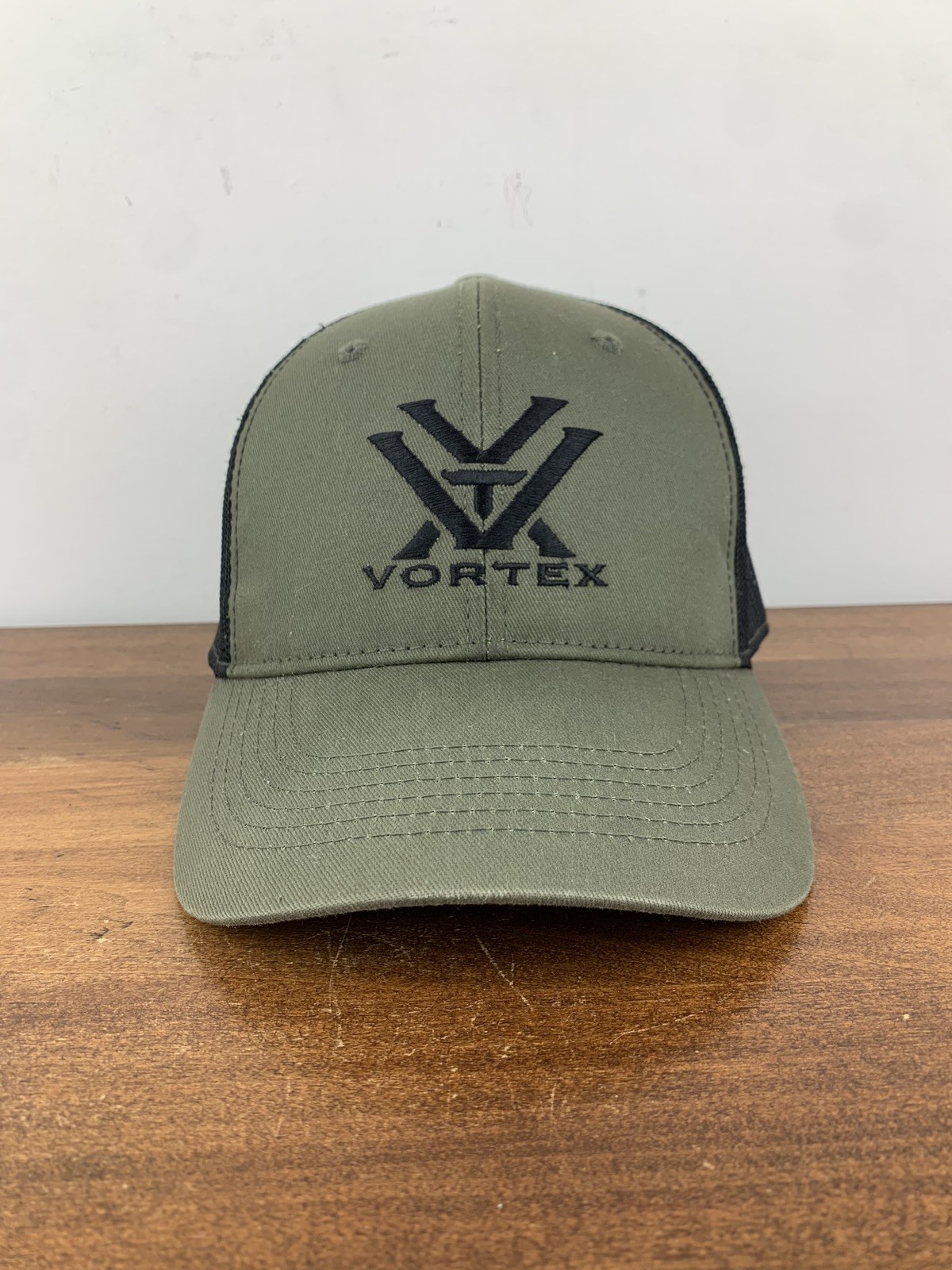 Vortex Hat Cap Snap Back Green Black Mesh Trucker Embroidered Outdoor Mens Used