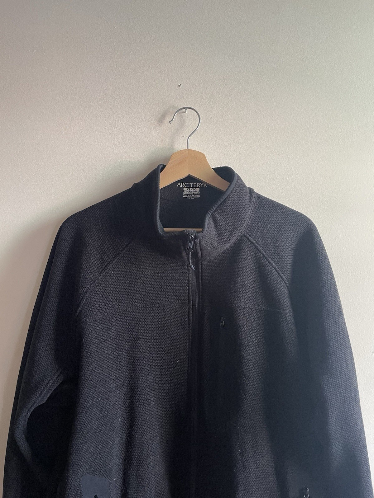 Arcteryx Delta LT Waffle Fleece Jacket XL Black Zip Gorpcore Outdoor Minimalist