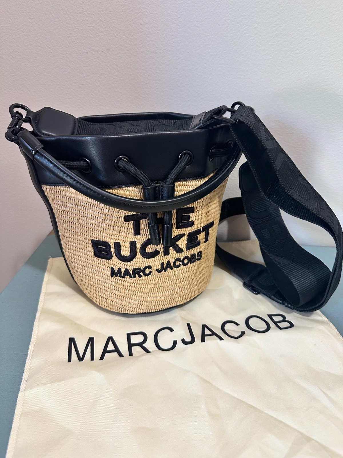 Marc Jacobs The Woven Bucket Bag Black Leather Crossbody Shoulder