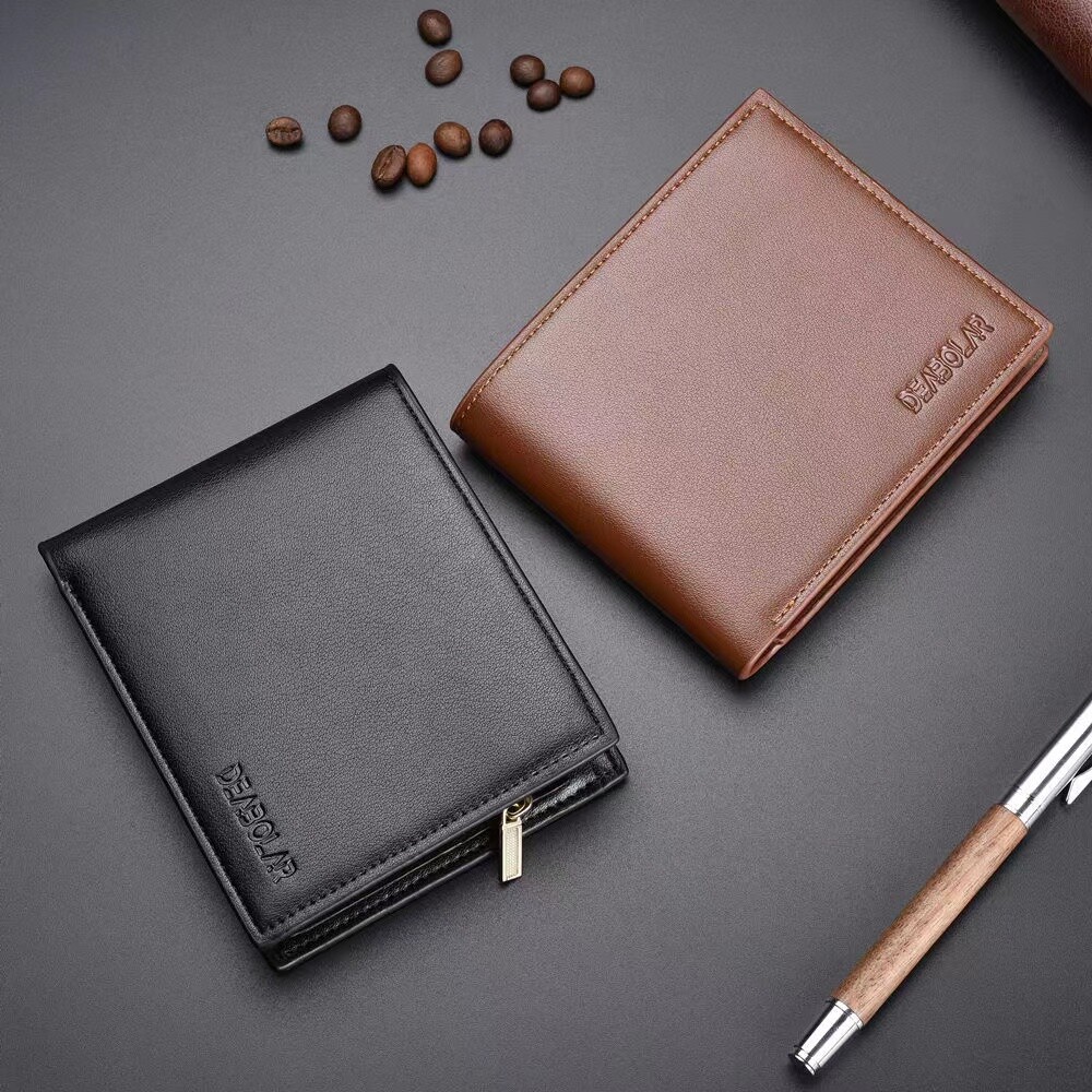 Men’s Bifold Leather Wallet With ID Window Credit Card Holder Slim Purse