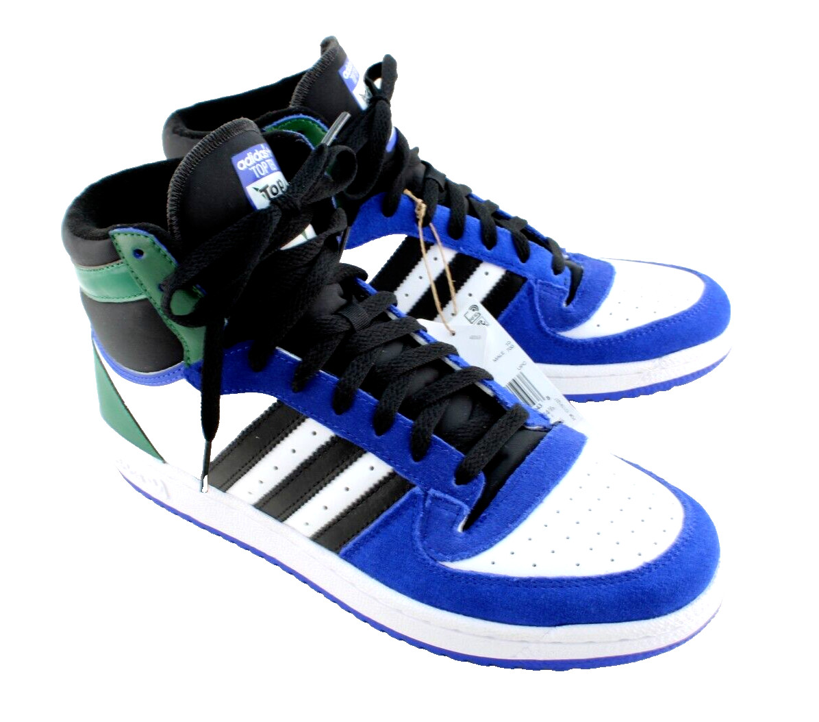 New ADIDAS Top Ten Size 10.5 Blue/White/Black Stripes Men’s Basketball Sneakers