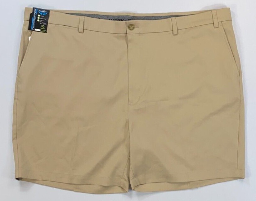 Men’s Roundtree & Yorke Big Man Performance Classic Fit 7″ Flat Front Shorts
