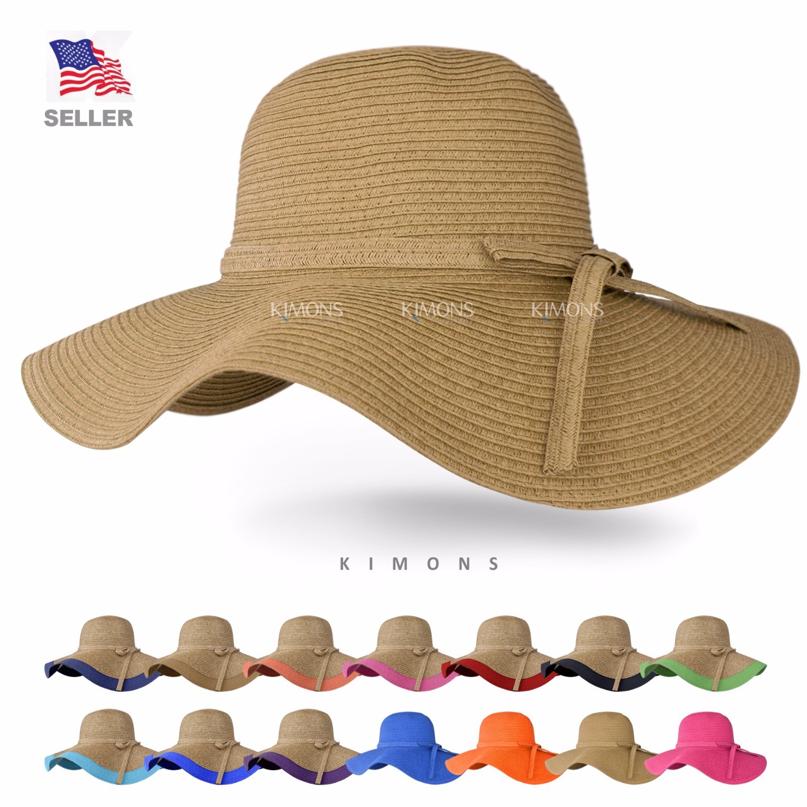 Floppy Hat Brim with Ribbon Women Folding Summer Beach Sun Straw Beach Hat