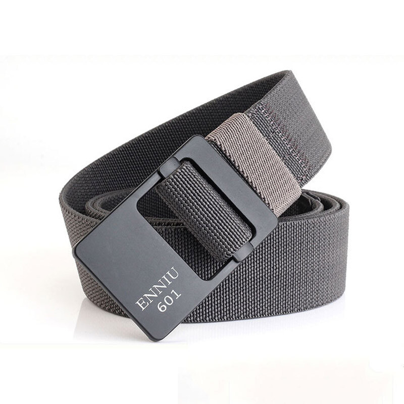 Men’s Elasticated Stretch Woven Belt Casual Outdoor Belt Alloy Buckle Belt