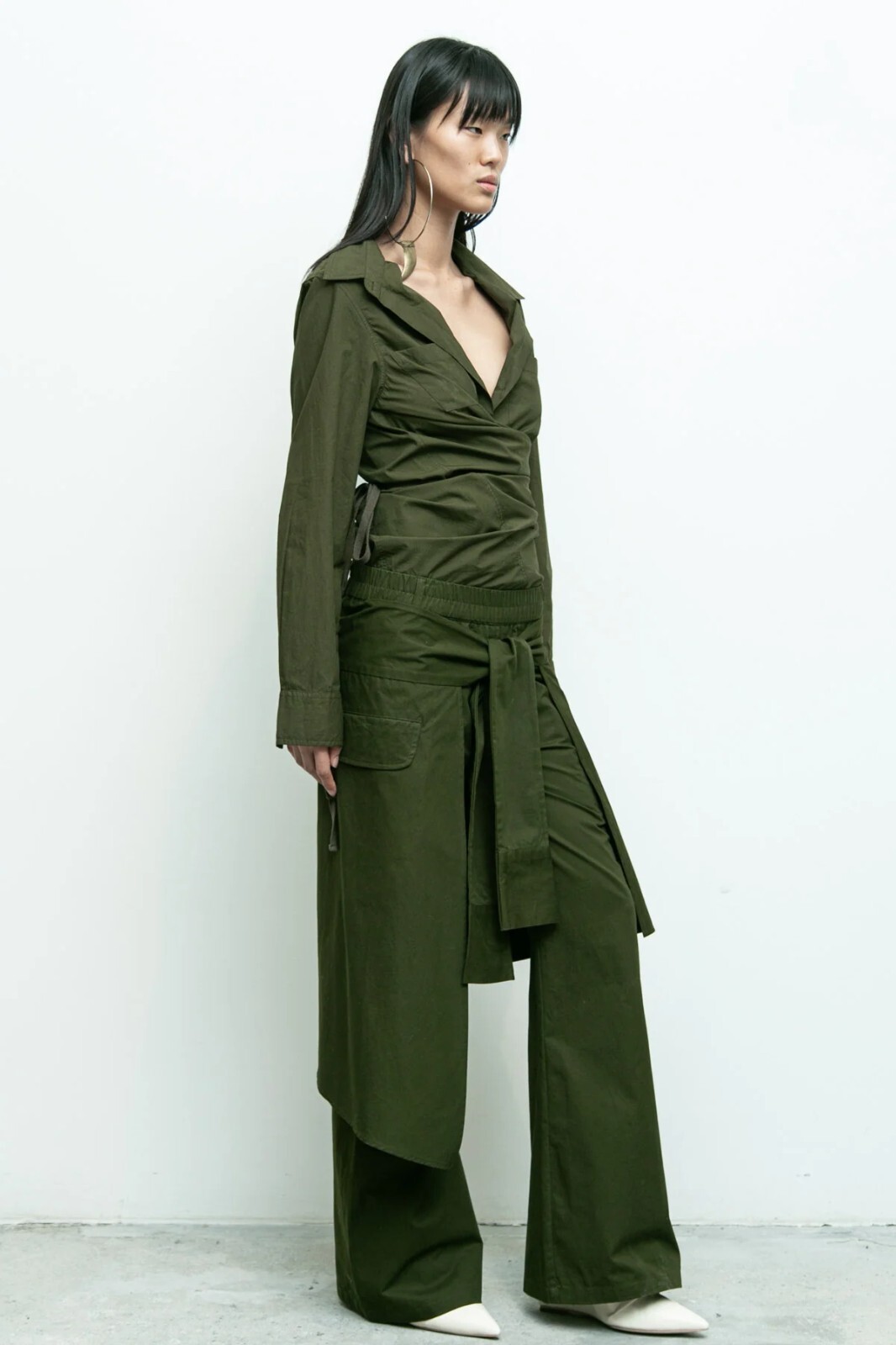 NWT $485 SoHo Designer Nicholas K Free People Micah Pants Green Tie Wrap L Large